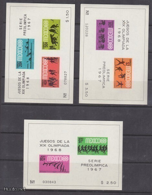 Mexico 1968 olympialaiset 6 eril blokkia.