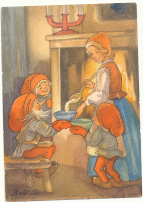 Britt-Lis ERLANDSSON - Tontut puurolla - vanha pikkukortti