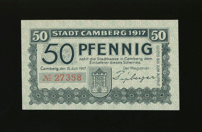 Saksa Notgeld 50 Pfennig, Camberg 15.7.1917