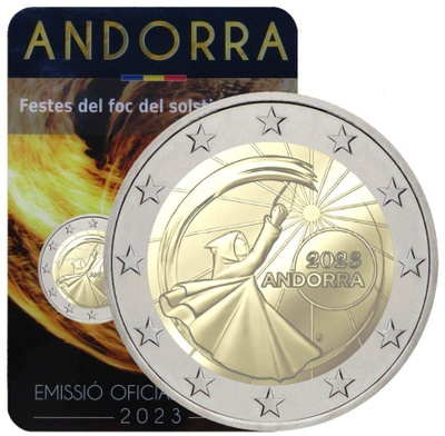 ** ANDORRA 2€ 2023 Kesäpäivänseisaus kortissa **