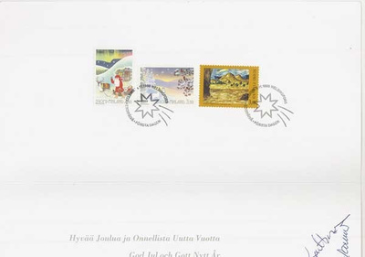 1999 joulumerkit FDC postin onnittelukortilla (Vahtero)