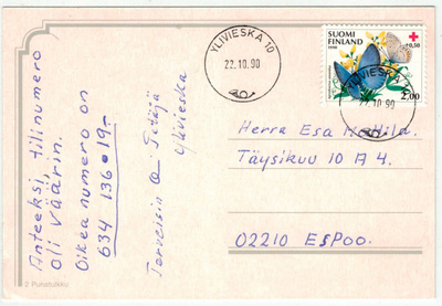 1990 2,00 mk PE loistoleimainen postikortti