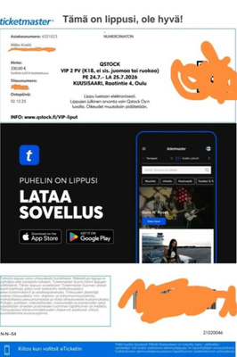 2kpl vip lippuja