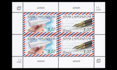 Kroatia: Bosnia-Herzegovina 226-7BL14 ** Europa kirje (2008)
