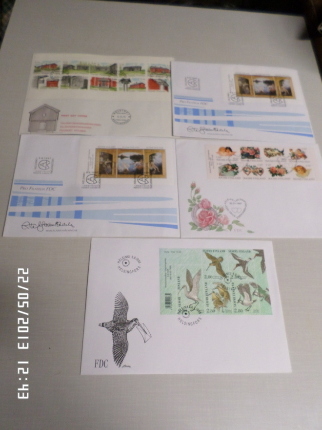 Kuvien  mukaiset    FDC  Leimatut  kirjekuoret, 5  kpl