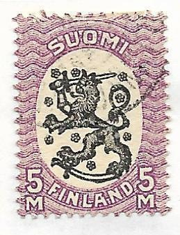 Saarinen 5mk postitorvi (LAPE 134Bw1) O