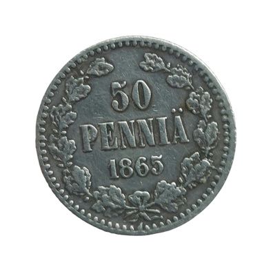 50 penniä 1865 - hopeaa