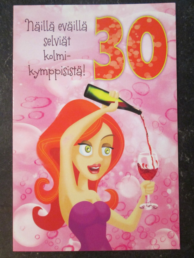 KULKEMATON 30 V. SYNTYMÄPÄIVÄKORTTI TAITTOKORTTI