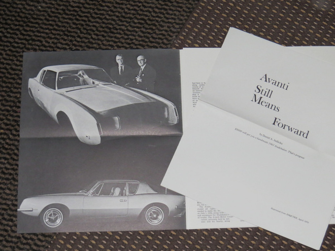 1970 Avanti II esite - KUIN UUSI - Studebaker