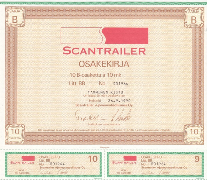 OKK 1990 Scantrailer Oy, Helsinki pörssi