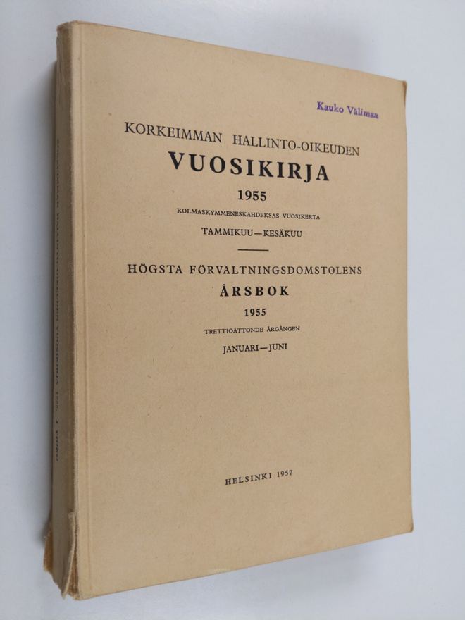 Korkeimman hallinto-oikeuden vuosikirja 1955, Tammikuu-ke...