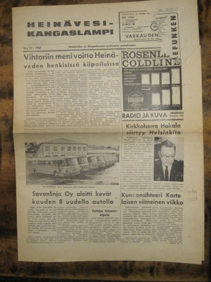 Sanomalehti: Heinävesi-Kangaslampi 17.4.1965