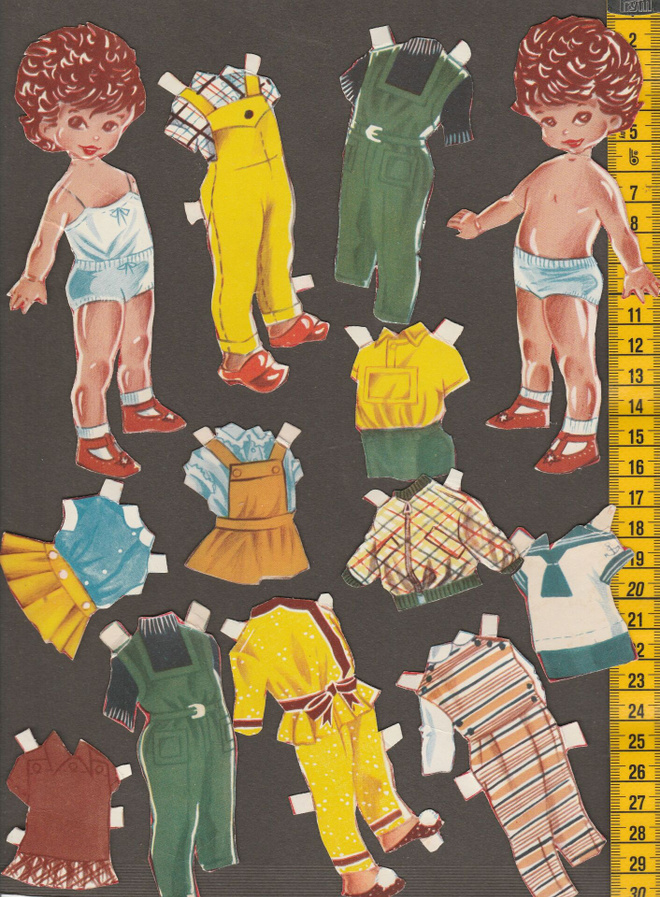 Paperinuket tyttö ja poika 1950-60-luku