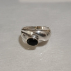 Vintage Design Hopea sormus musta kivi GG 925 - pikkukuva 2