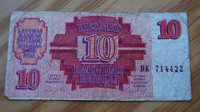 Latvia 10 Latvijas Rublis 1992 - seteli
