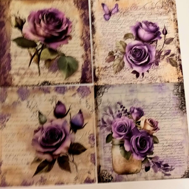Kuviokartonki RUUSUT / 4 kpl -setti / 15 x 15 cm