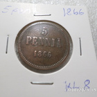 5  penniä 1866  siistikuntoinen   kl 8 - pikkukuva 5