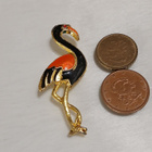 Vintage emaloitu flamingo-rintaneula, linturintaneula - pikkukuva 3
