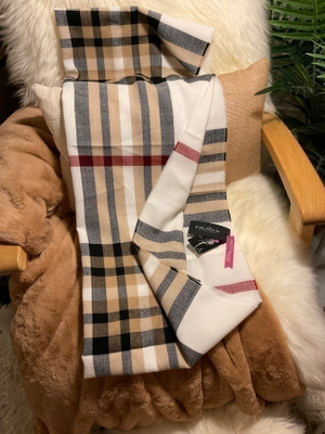 FRAAS upea valk beige punainen musta ruutu kuosi tuubihuivi