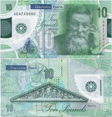 P-Irlanti Danske Bank 10 Pounds 2017 UNC Polymer uutuus