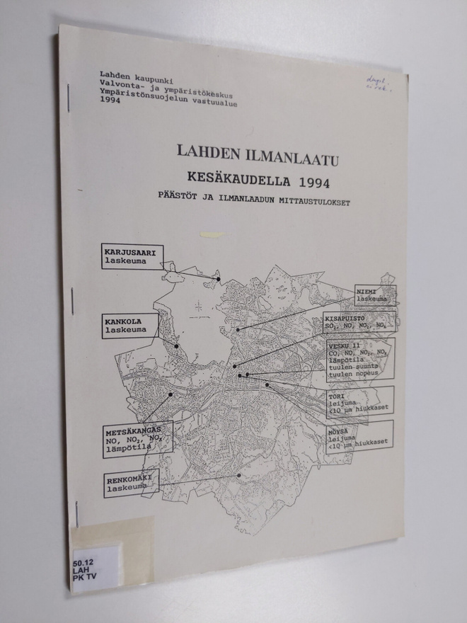 Lahden ilmanlaatu kesäkaudella 1994 : päästöt ja ilmanlaa...