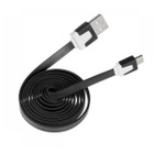 USB 2.0 kaapeli, A uros - Micro-B uros, litteä musta 2m UUSI - pikkukuva 2