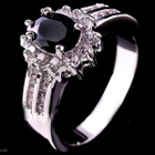 70 .. 14k Valkokulta Duble Black Sapphire .. Sormus - pikkukuva 1