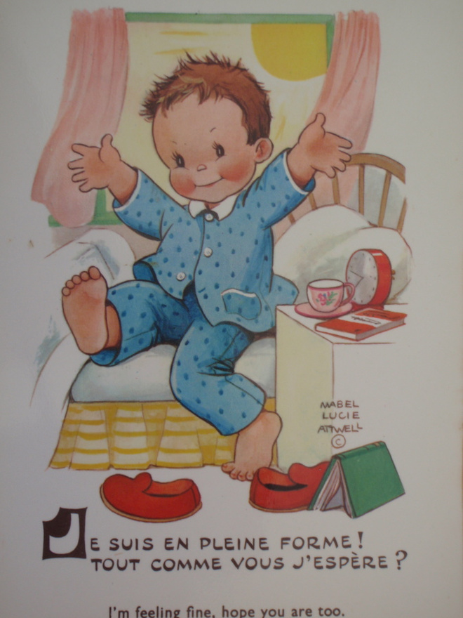 Mabel Lucie Attwell poika herää pirteänä