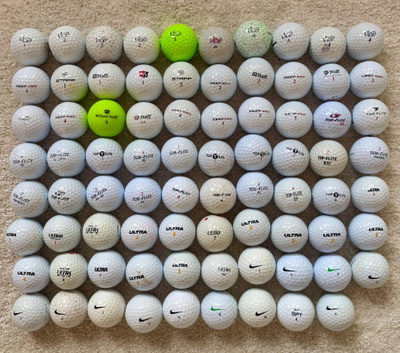 Golfpalloja, 79 kpl, käytettyjä, sekalaisia
