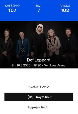 Def Leppard 16.6. lippu