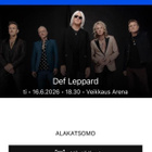 Def Leppard 16.6. lippu - pikkukuva 1