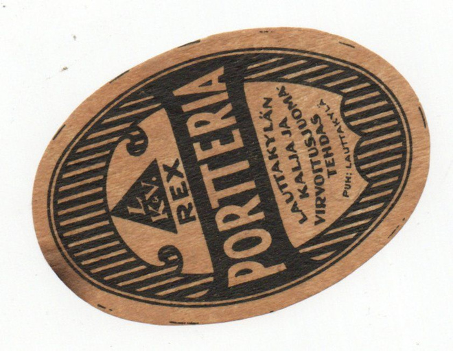 Lauttakylän Kalja ja Virvoitusjuomatehdas. PORTTERIA. Etiket