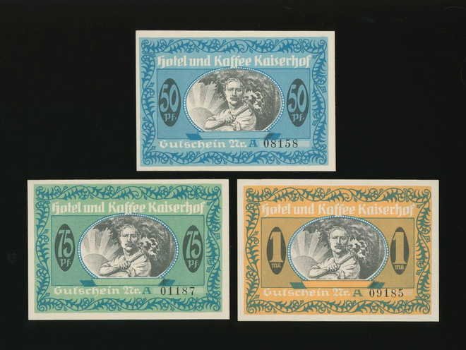 Saksa Notgeld 50, 75 Pfg, 1 Mark Münster