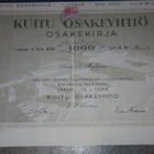 Jääski Kuitu Oy Osakekirja 1000mk 1938 26/6 - pikkukuva 1