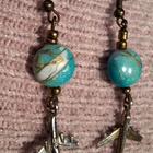 Korvakorut joissa pieni lentokone ja turkoosi korukivi - pikkukuva 2