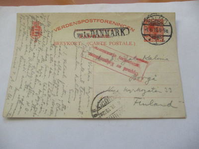 1919 Från Danmark + Malmö sens tanskalaisehiö Porvooseen