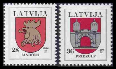 Latvia 438-9 ** Käyttösarja Vaakuna (1996)