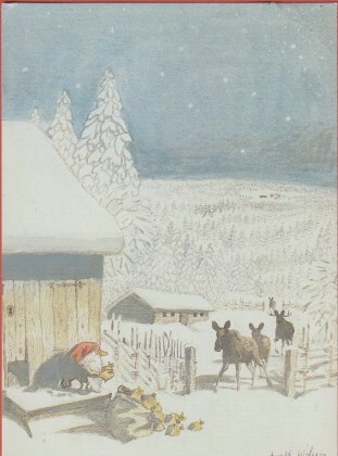 Harald Wiberg Tonttu ruokkii hirviä
