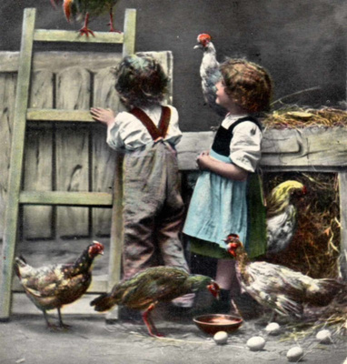 ITALIALAINEN!! - LAPSI / Tyttö ja poika kanalassa. 1900-l.