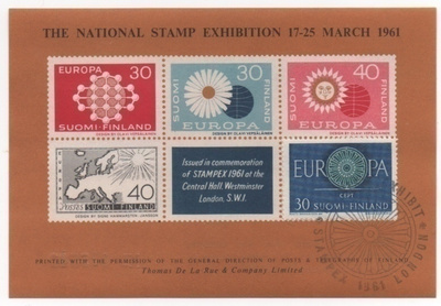 Stampex 1961 pienoisarkki hammastamaton Europa Suomi