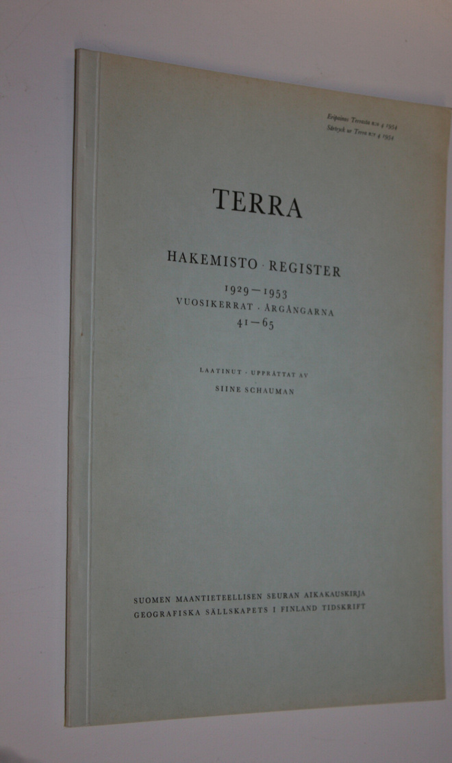 Siine (laatinut) Schauman : Terra hakemisto : 1929-1953 v...