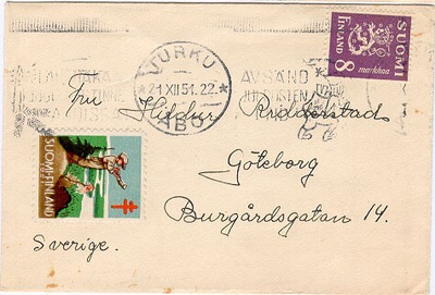 M30 1946 8mk viol.leijona painotuote Ruotsiin 1951