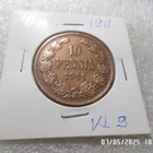 10  Penniä  1911  hienokuntoinen  kl 9  . - pikkukuva 5