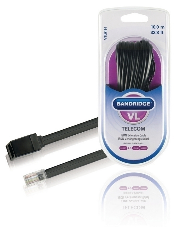 Bandridge Puhelin Jatkokaapeli RJ45 uros-naaras, 10m, musta