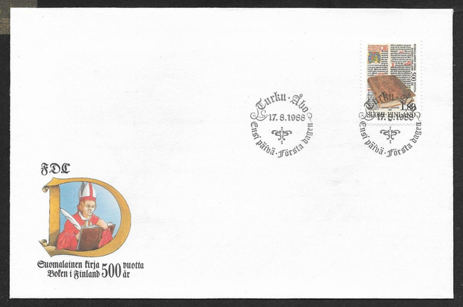 Suomalainen kirja 500v 1988 FDC (LAPE 1055)