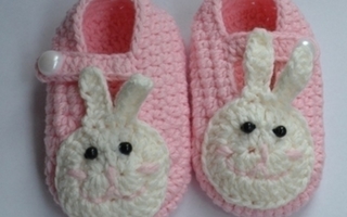 Vauvan pupu pinkki tossut, koko 13cm (n. 18 - 24 kk) *UUSI*