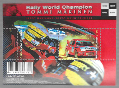 2000 tommi mäkinen pienoisarkki postituoreena