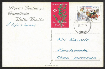 Postilähetys - Joulu 1976 (LAPE 792) Joutseno 20.12.1976