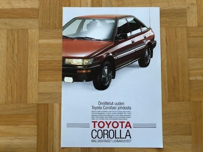 Esite Toyota Corolla lisävarusteet 1988