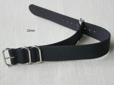 NATO 22 mm ranneke - musta